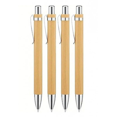 Στυλό με κορμό ξύλινο (μπαμπού)  σετ 4 τεμάχια 