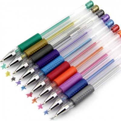Σετ 10 στυλό τύπου gel 0,7 σε μεταλλικά  χρώματα 