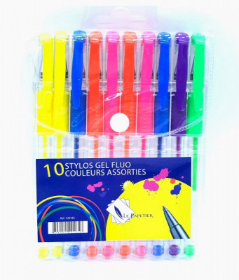 Στυλό μελάνης gel σε χρώματα neon σετ 10 τεμαχίων 