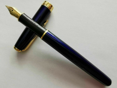 Στυλό πένα με αντλία  μπλέ λάκα ,χρυσές λεπτομέρειες -Parker Sonnet golden clip
