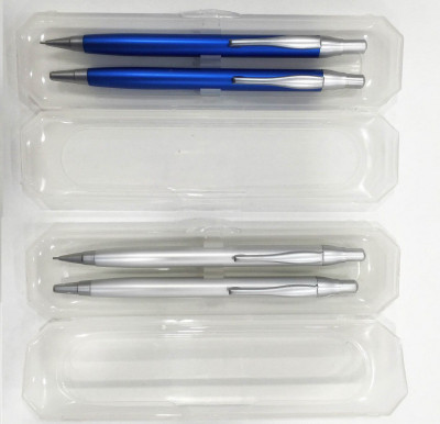 Σετ- Στυλό & μολύβι μηχανικό 0,5 αλουμινίου  σε διάφανο κουτί   