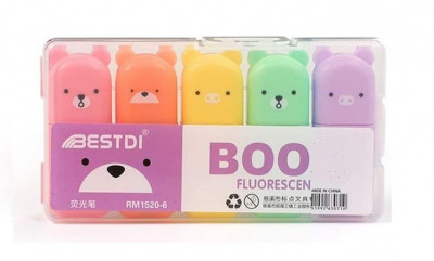 Μαρκαδόρος υπογράμμισης mini set 5 χρωμάτων σε κουτί διάφανο 
