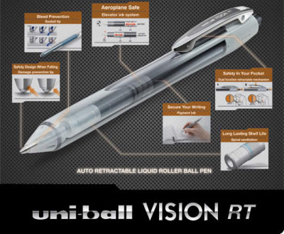 Στυλό υγρής μελάνης με ανταλ/κό Vision Rt  0,8 mm - Uni-ball 