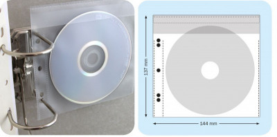 Θήκη διάφανη για 1 CD με τρύπες αρχειοθέτησης