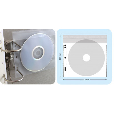 Θήκη διάφανη για 1 CD με τρύπες αρχειοθέτησης