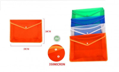 Φάκελος πλαστικός διαφανής χρωματιστός Α4  πτυσσόμενος με κουμπί 