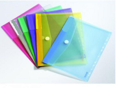 12 Φάκελοι διαφανής χρωματιστοί Α5 με κουμπί, με τρύπες για ντοσιέ  