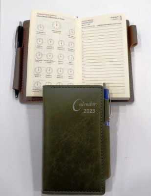 Ημερολόγιο (Ατζέντα) 2023 ημερήσιο τσέπης με στυλό, 9x15 cm