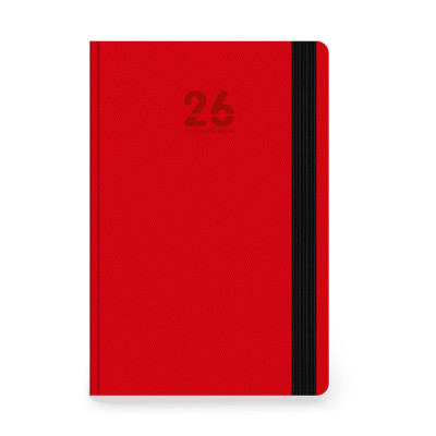 Ημερολόγιο 2026  ημερήσιο βιβλιοδετημένο εύκαμπτο εξώφυλλο  και λάστιχο 14x21 cm 