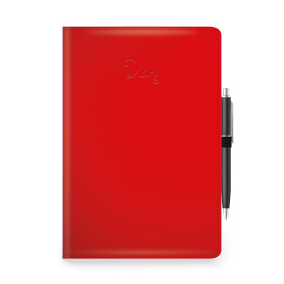 Ημερολόγιο 2026 ημερήσιο εξώφυλλο δερματίνη φερετή με στυλό 14x21 cm 