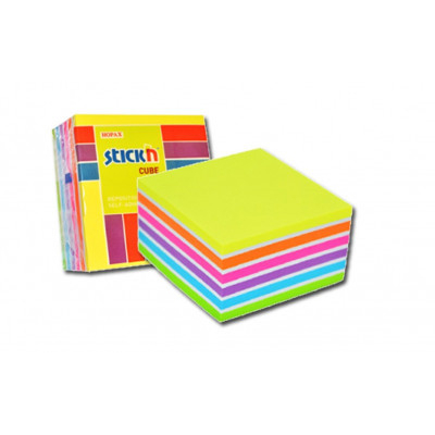 Aυτοκόλητα memo μπλόκ κύβος 400 φύλλα 76x76 mm,πολύχρωμος, neon - STICK'N