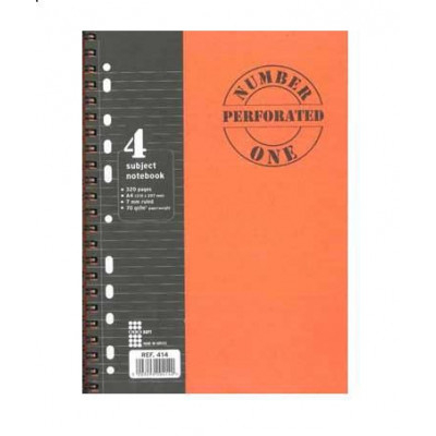 Τετράδιο σπιράλ με διάτρητα φύλλα , 4 θέματα  17x24  εκ. 320 σελίδες -  Number one 
