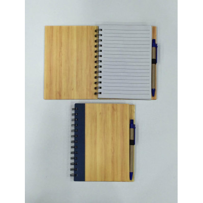 Σημειωματάριο τσέπης σπιράλ με στυλό χάρτινο , εξώφυλλο τύπου ξύλου 11x16 εκ.