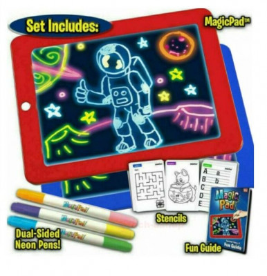 Τάμπλετ Ζωγραφικής - Magic Sketchpad με Φωσφορίζοντα Χρώματα & 30 Στένσιλ 