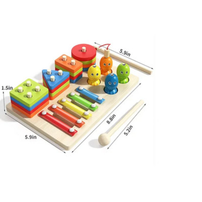 Πάζλ ξύλινο μαγνητικό ψάρεμα σε διάφορα σχήματα με σφηνώματα  