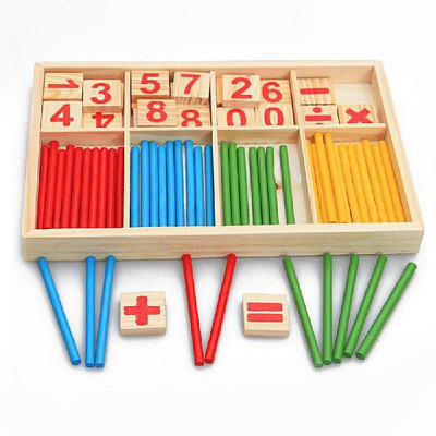 Σετ ξύλινο  εκμάθησης αριθμητικής  με αριθμούς ,ξυλάκια και σύμβολα 