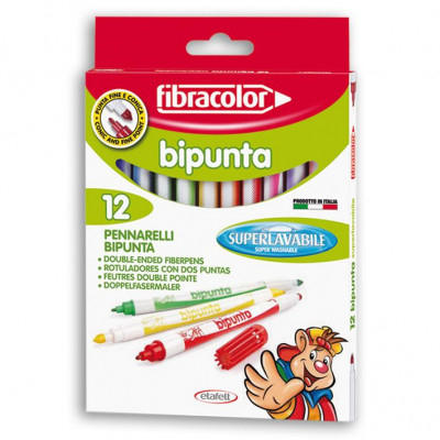 Μαρκαδόροι ζωγραφικής διπλής γραφής 12 χρώματα - Fibracolor bipunta