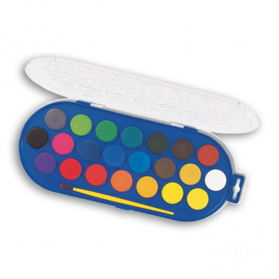 Νεροχρώματα 22 χρώματων 30 mm στρογγυλά σε παλέτα με πινέλο -Primo