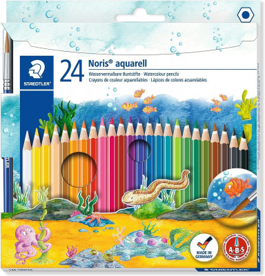 Ξυλοχρώματα ακουαρέλας σετ 24 χρωμάτων με πινέλο  -Staedler noris 