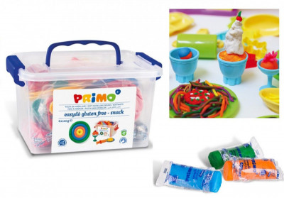Πλαστοζυμαράκια 600 gr σετ 6 χρωμάτων σε τσαντάκι με 16 πλαστικά καλούπια - Primo snack set 