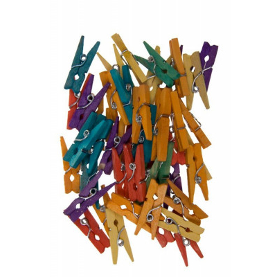 Μανταλάκια ξύλινα χρωματιστά χειροτεχνίας μίνι 2,6 εκ. 52 τεμάχια 