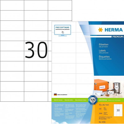 Αυτοκόλλητες  Ετικέτες εκτυπωτών inkjet-laser Α4 70x29,7 mm- Herma