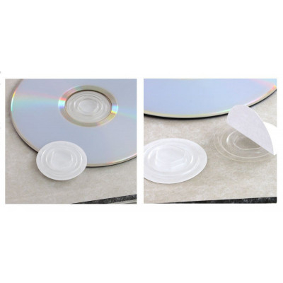 Αυτοκόλλητα διάφανα πλαστικά δισκία 35 mm συγκράτησης cd/dvd  ( 100 τεμάχια )
