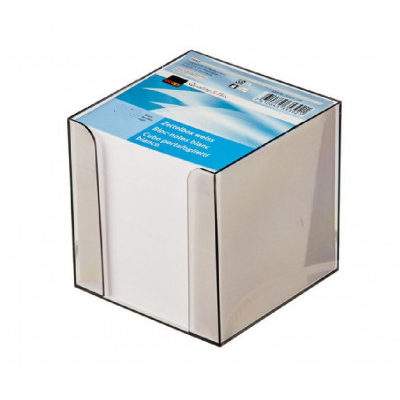 Kύβος πλαστικός διάφανος με 750 φύλλα 80x80 mm memo χαρτάκια λευκά  