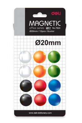 Μαγνήτες πίνακος χρωματιστοί 20 mm set 12 τεμαχίων