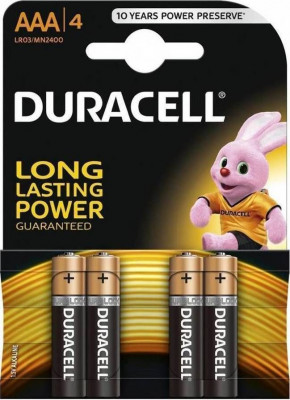 Μπαταρίες αλκαλικές μέγεθος AAA 1,5 volt  LR03  σετ 4 - Duracell