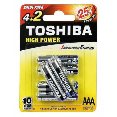 Μπαταρίες αλκαλικές μέγεθος ΑΑA 1,5 volt σετ 4+2 - Toshiba 