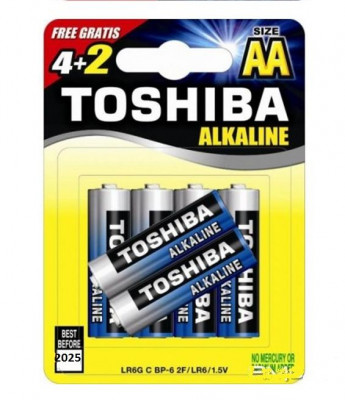 Μπαταρίες αλκαλικές μέγεθος  AA LR 06 1,5 volt  σετ 4+2 - Toshiba