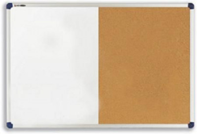 Πίνακας ανακοινώσεων φελλού+ασπροπίνακας με πλαίσιο αλουμινίου 60x90 cm