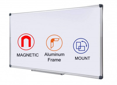 Πίνακας λευκός μαρκαδόρου μαγνητικός 90x120 εκ., πλαίσιο αλουμινίου  