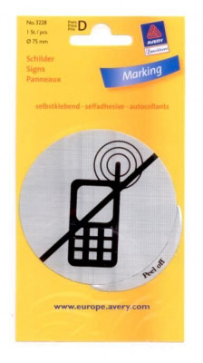 Πινακίδα αυτοκόλλητη αλουμινίου - Οχι κινητά 