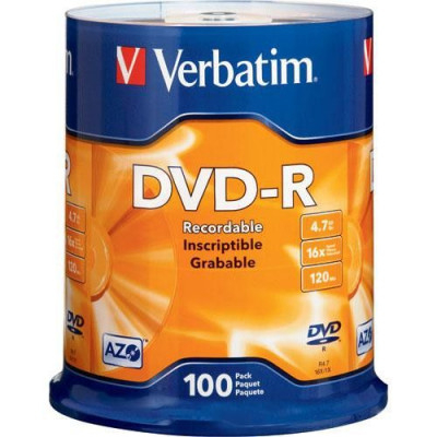 Verbatim -DVD-R 16x 4.7GB 120min   σε μπομπίνα 100 τεμ. (Cake box)  
