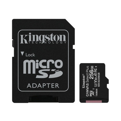 Μνήμη Micro Secure Digital με adaptor sd 256 gb -Kingston canvas Select plus 100 mb/s 