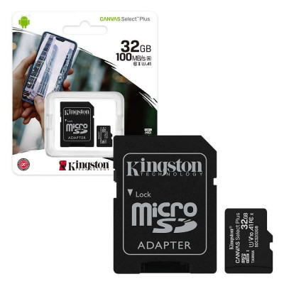 Μνήμη Micro Secure Digital με adaptor sd 32 gb -Kingston canvas 100 mb/s 