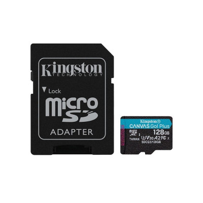 Μνήμη  Micro Secure Digital με adaptor sd 128 gb  - Kingston  Canvas 100 mb/s             