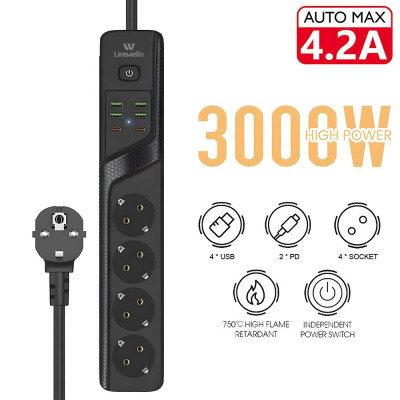 Πολύπριζο 4 θεσεων σούκο  με  4  Θύρεσ  USB  και  2  θύρες Type C