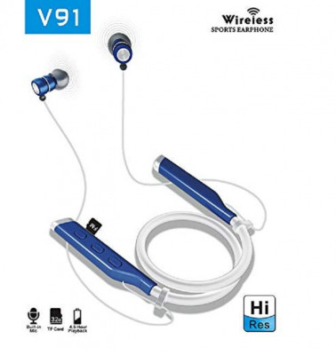 Ακουστικά + μικρόφωνο sport hands free metal wireless neckband  -V91 